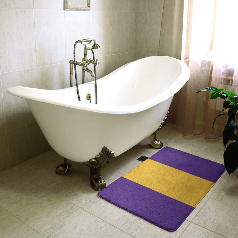 Tapis pour salle de bain Tennessee, l 17 po x L 24 po, Bleu Yale / jaune