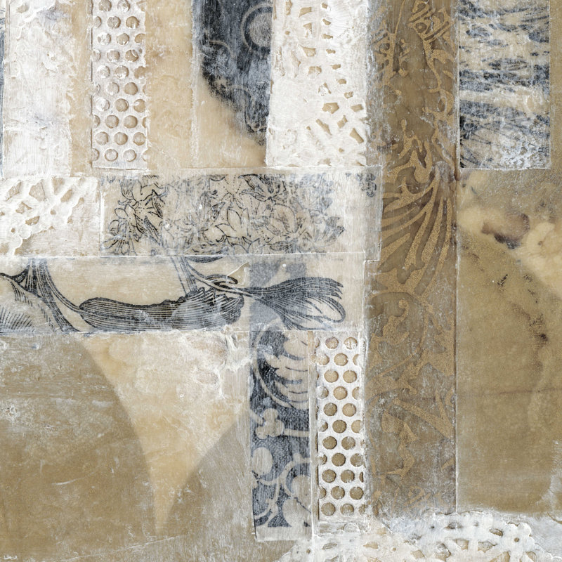 «Lace Collage I» par Jennifer Goldberger - peinture sur toile tendue, H 20 po x l 20 po x P 1,25 po