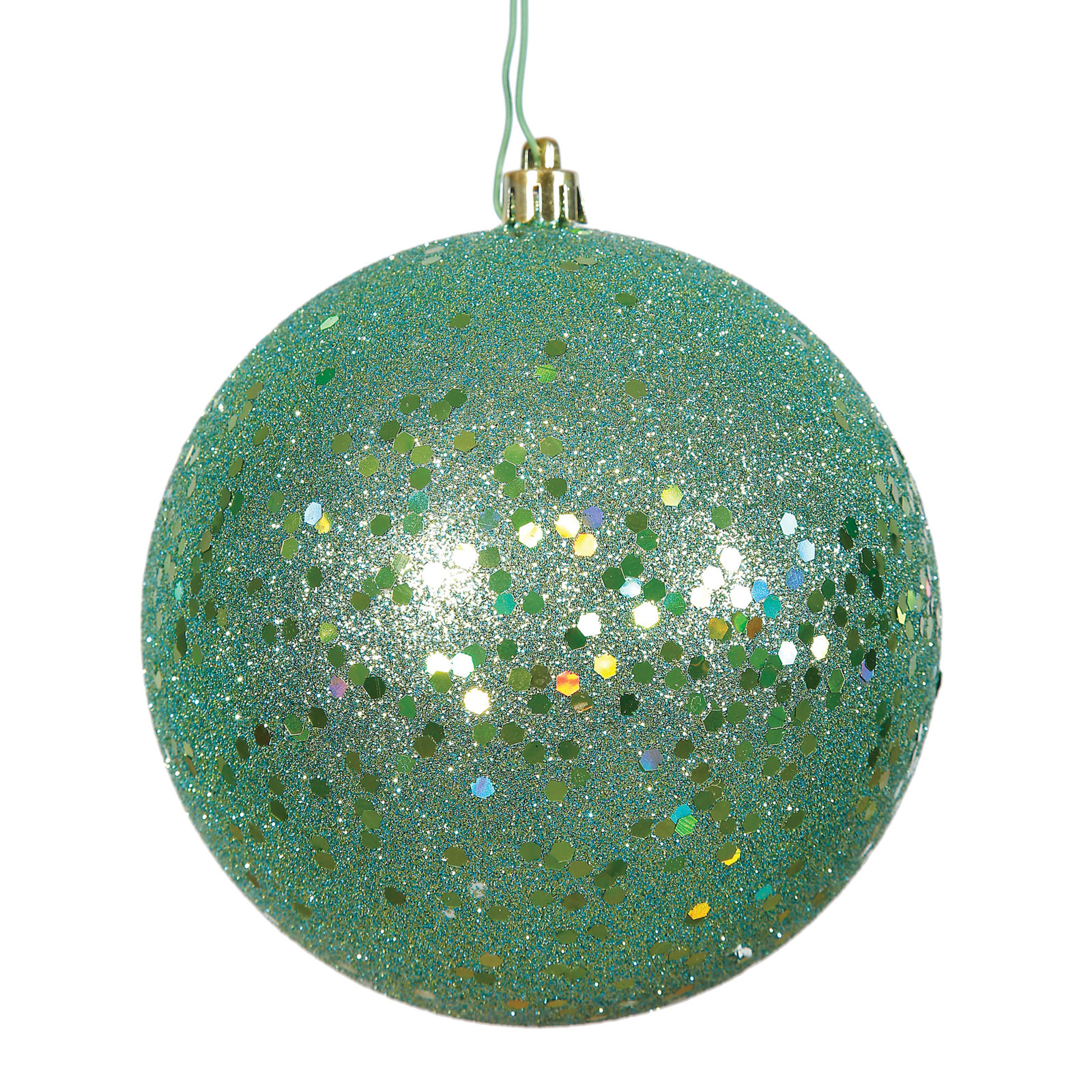 Christmas Ball Ornament, 6" H x 6" W x 6" D, Sequin Seafoam