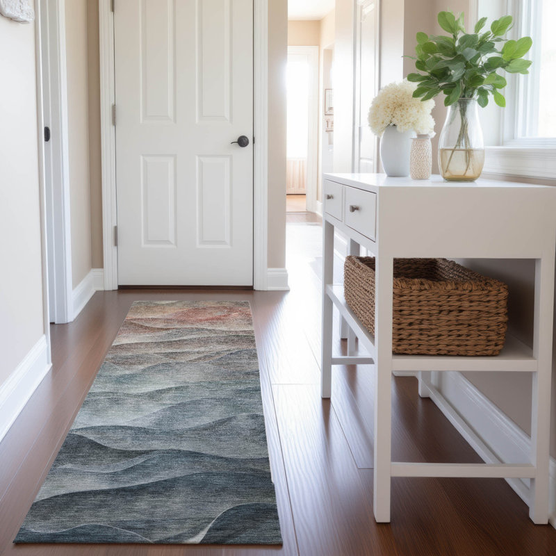 Premium Machine Washable Floyd AMF1618 Waves Rug, Runner 2'3" x 7'6"