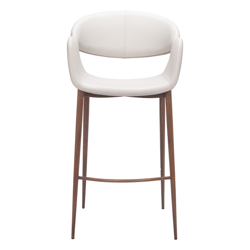 Tabouret de bar Limay beige et noyer