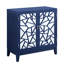Console bleue au look de style design - 2 portes de rangement, bois composite, plateau de table de 18 mm d'épaisseur, table d'appoint rectangulaire avec attrape magnétique