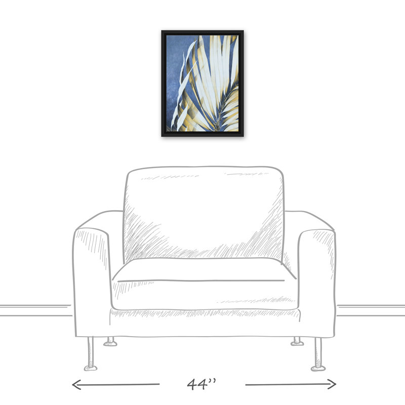 Feuilles de palmier sur fond bleu, H 17,75 po x l 13,75 po