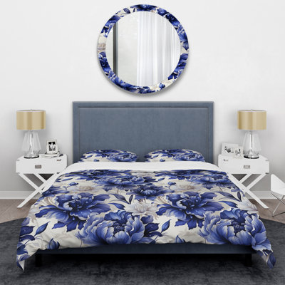 Cobalt Blue Damask Victorian Pattern Duvet Cover