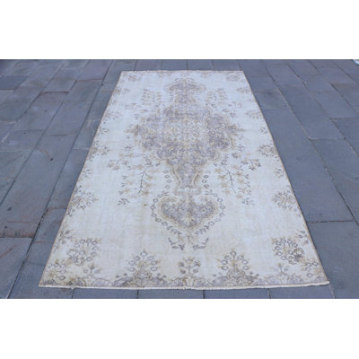 Vintage Turkish Oushak Rug - Beige Soft Washable Antique Decor for Living Room and Salon