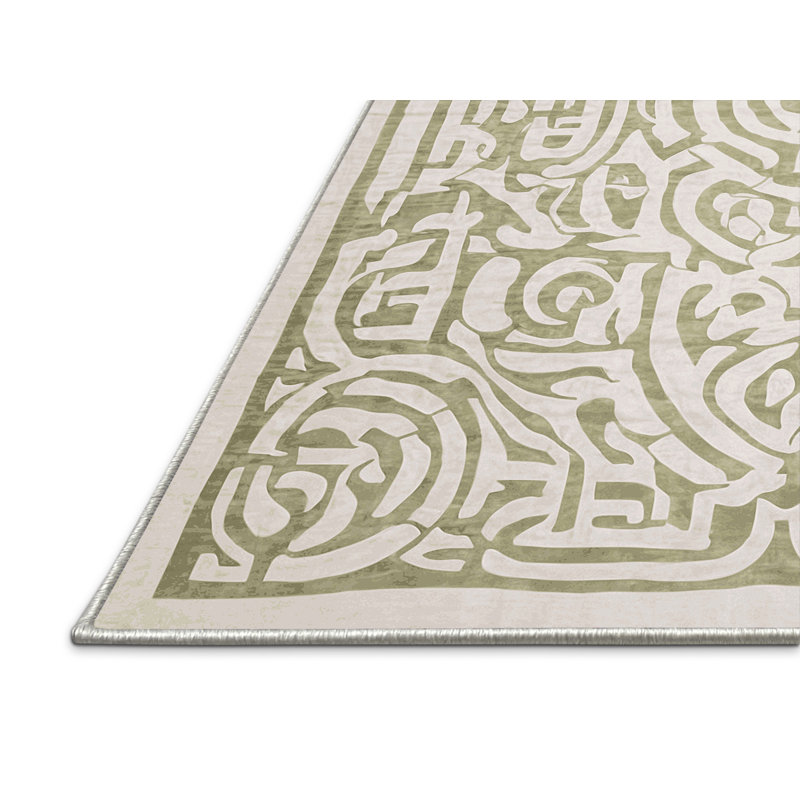 Tapis beige soyeux et moelleux, Rond 4 pi