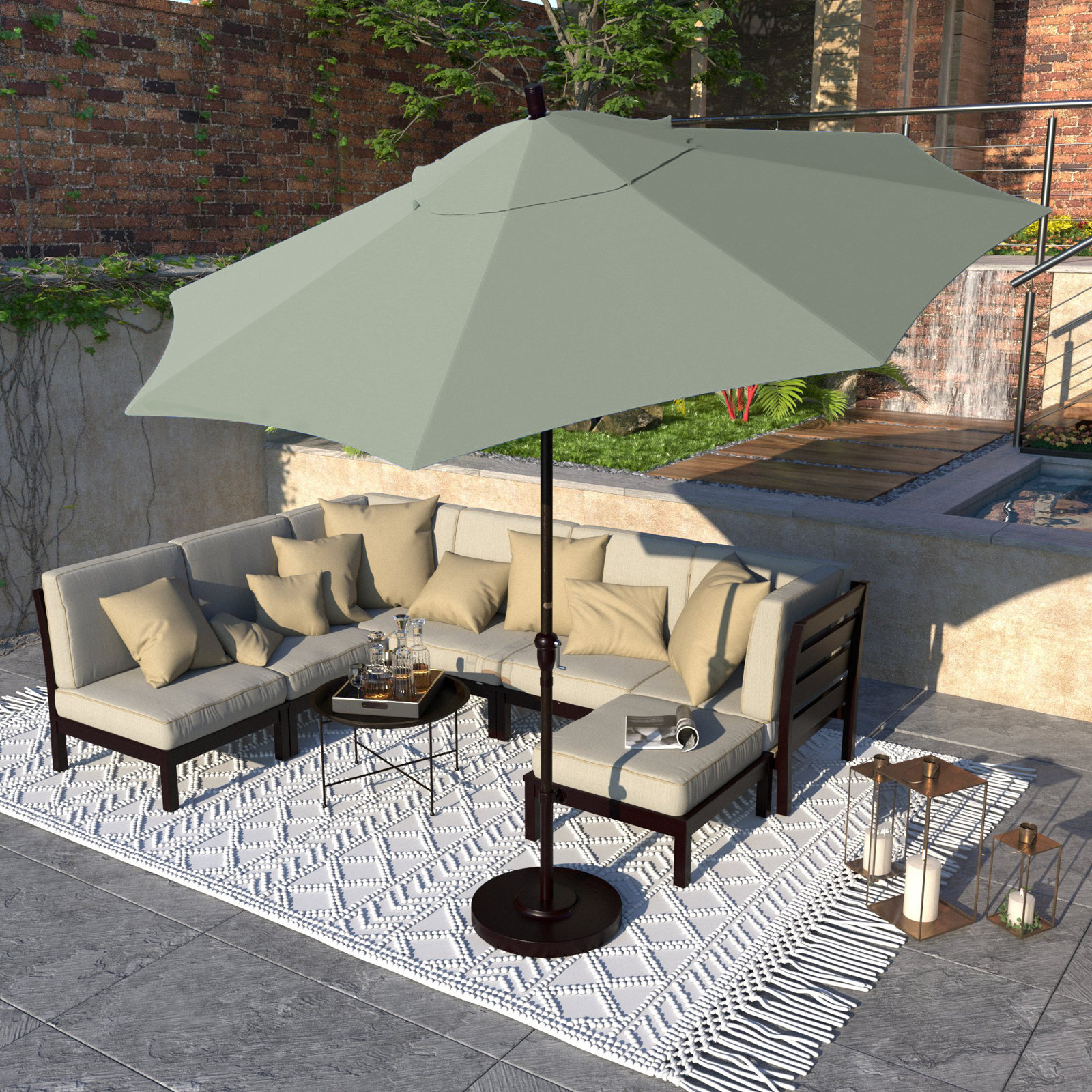 Camry 9' Sunbrella® Market Umbrella, Canvas Spa Sunbrella® Canvas