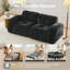 Ensemble de canapé 2 pièces Canapé confortable, ensemble de canapé 2 + 2 places, canapé à assise profonde, tissu de velours doux, fond en éponge haute densité 32D, aucun assemblage requis, ensemble de canapé moderne pour le salon, noir-1593236184