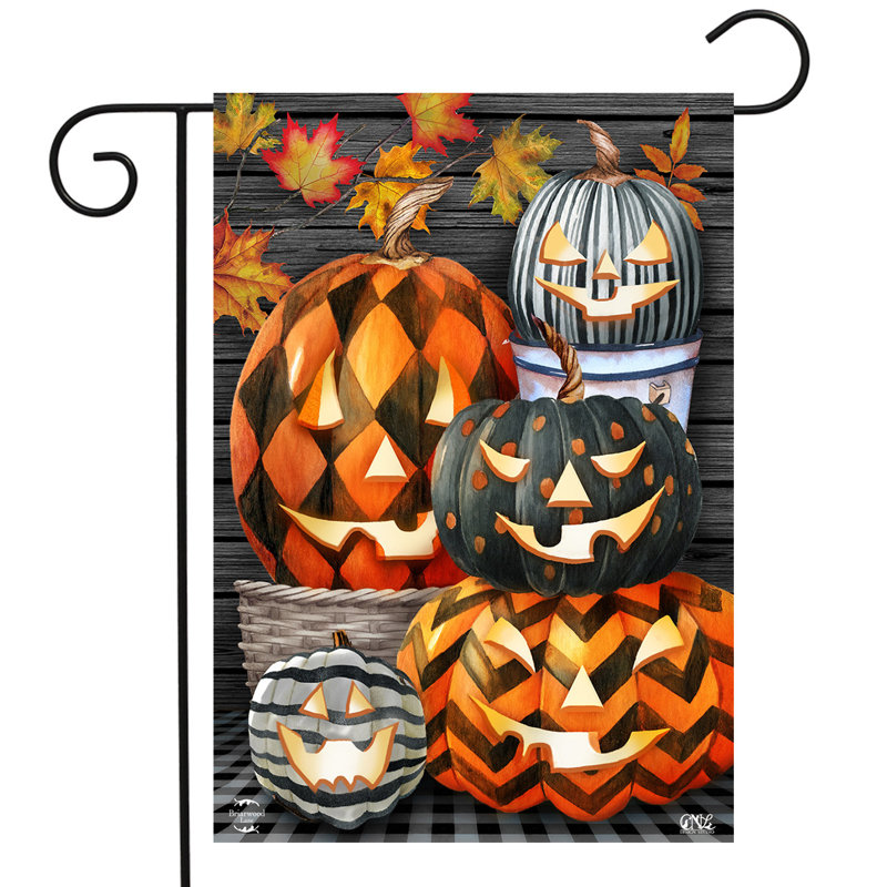 Drapeau de jardin à motifs Jack-O-Lanterns, Halloween orange/noir