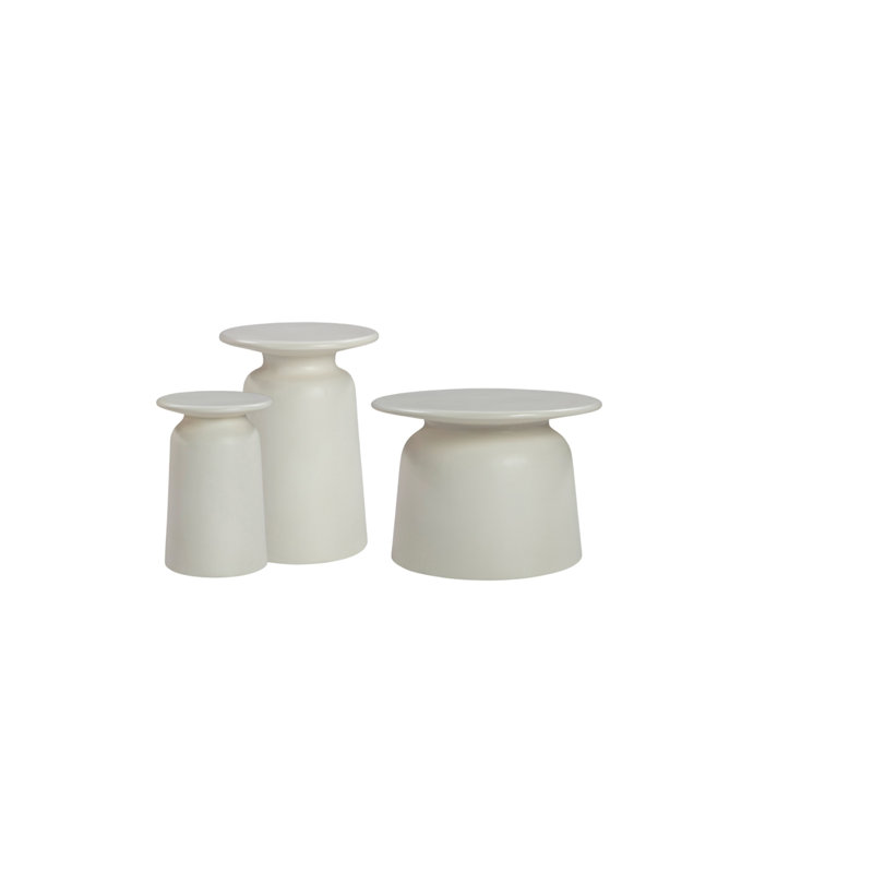 Bukovsko Indoor Outdoor 3-Piece Table Set In White Concrete Finish
