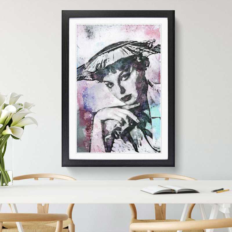 Joan Collins in Abstract - Framed Print, 91cm H x 60cm W x 2cm D, Black