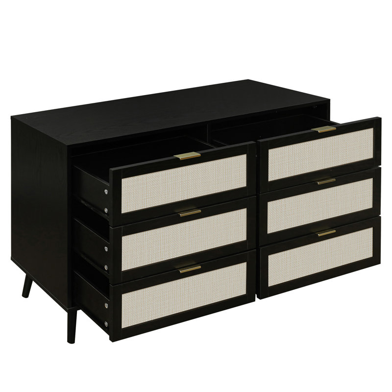 Commode 6 tiroirs Modern, Noir