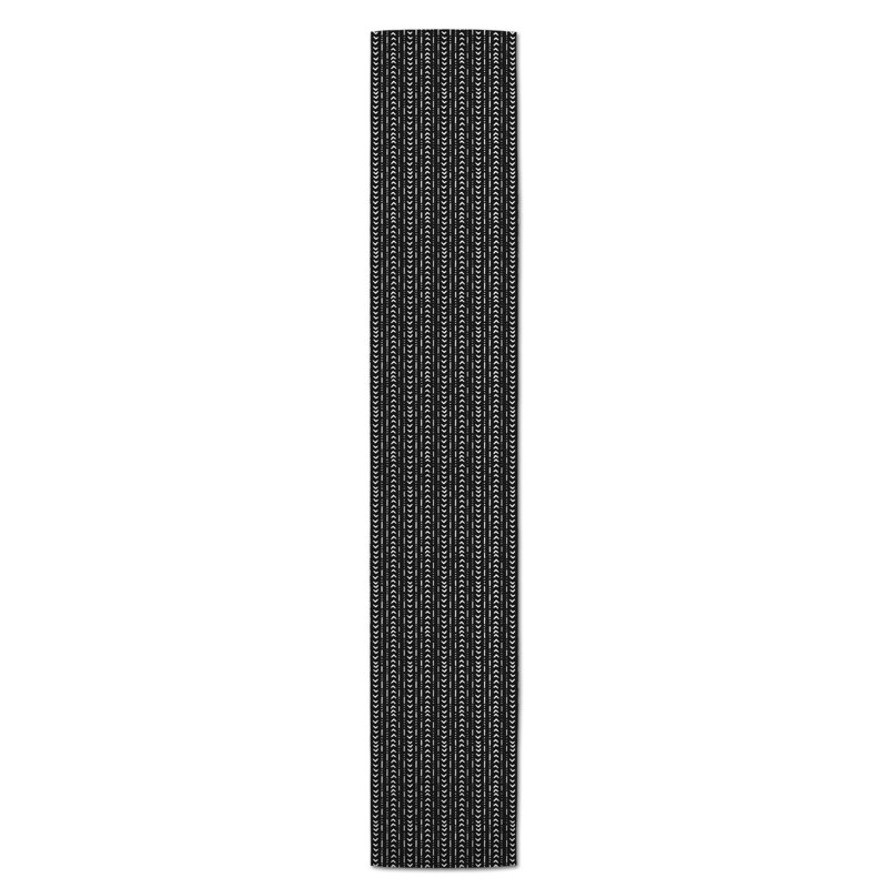 Chemin de table en losanges pointillé Nalston, Noir, 72 po x 16 po, Pied-de-poule