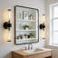 Ensemble de 2 appliques murales câblées pour salle de bain, lumière de meuble-lavabo à intensité variable avec abat-jour en verre fileté et douilles doubles E26, homologué UL (ampoules non incluses)
