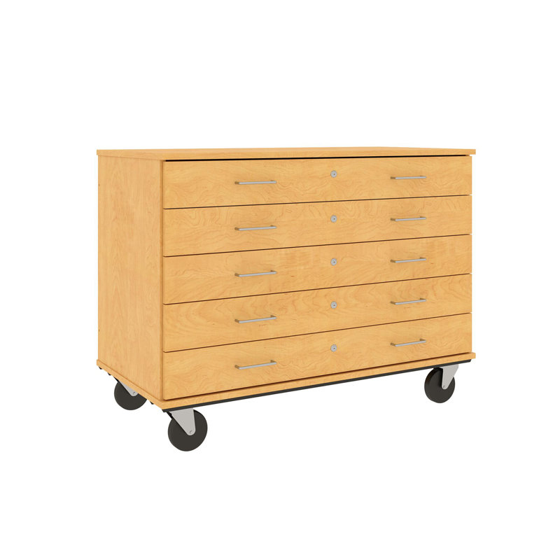 Armoire mobile à 5 compartiments avec roulettes, H 36 po x l 48 po x P 24 po, Érable