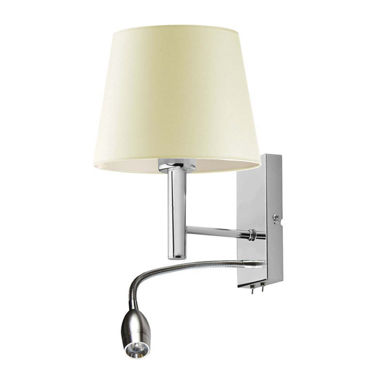 Audrea Steel Armed Sconce, Chrome, Ecru