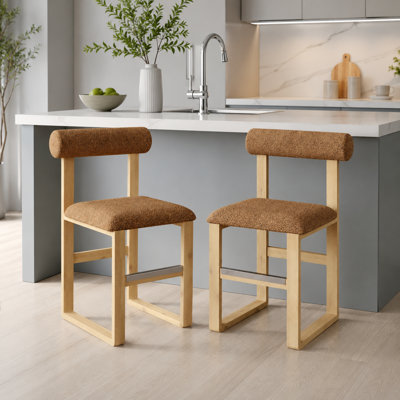 Brayden Upholstered Bar & Counter Stool with Wooden Sled Base
