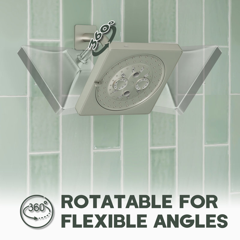 Replacement for Moen 6.5 inch Square 7-Function Shower Head & Trim & Tub Spout, Brushed Nickel