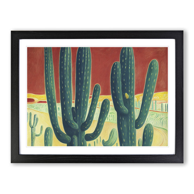 Evolving Cactus - Framed Print, Black, 46cm H x 64cm W x 2cm D
