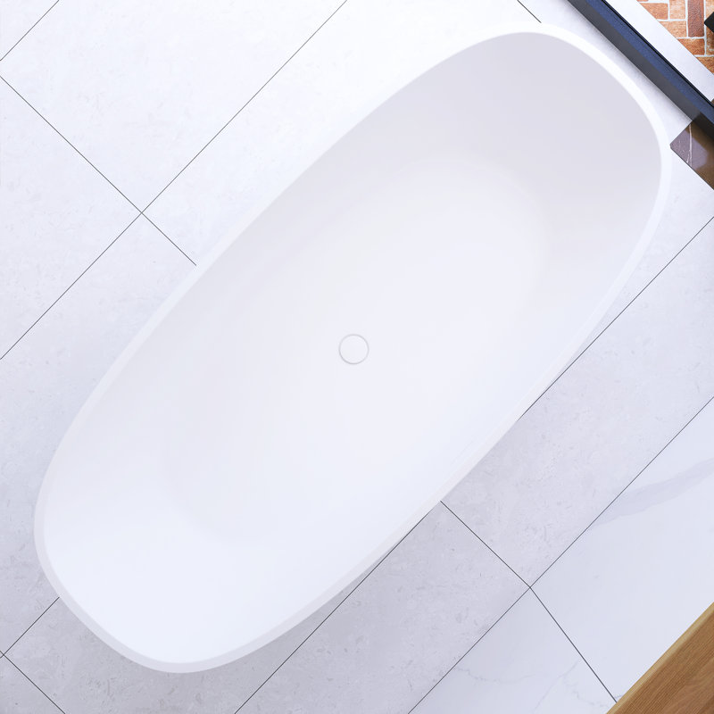 66.9'' x 29.5'' Freestanding Soaking Solid Surface Bathtub
