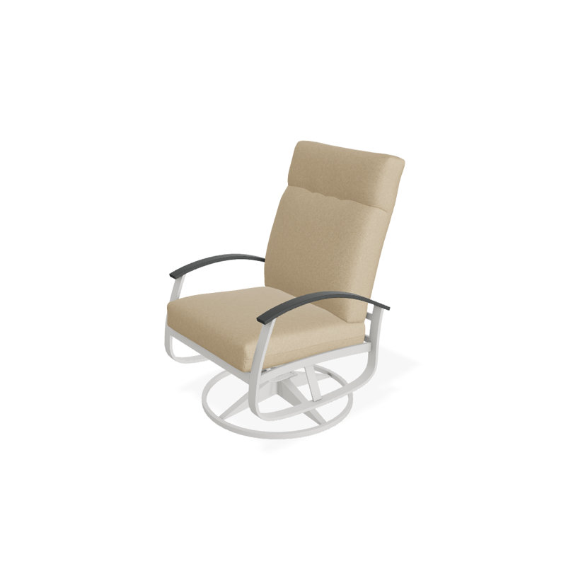 Belle Isle Outdoor Rocker Chair, Blue/White Stripe, Classic Graphite P30, Textured Snow