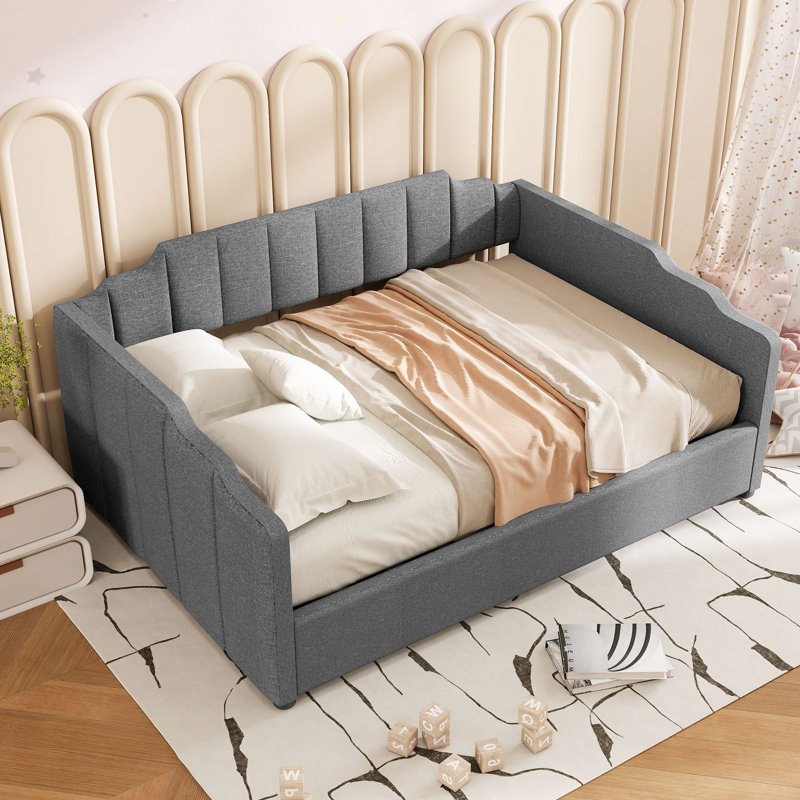 Upholstered Daybed with Underneath Storage, Gray, Full/Double