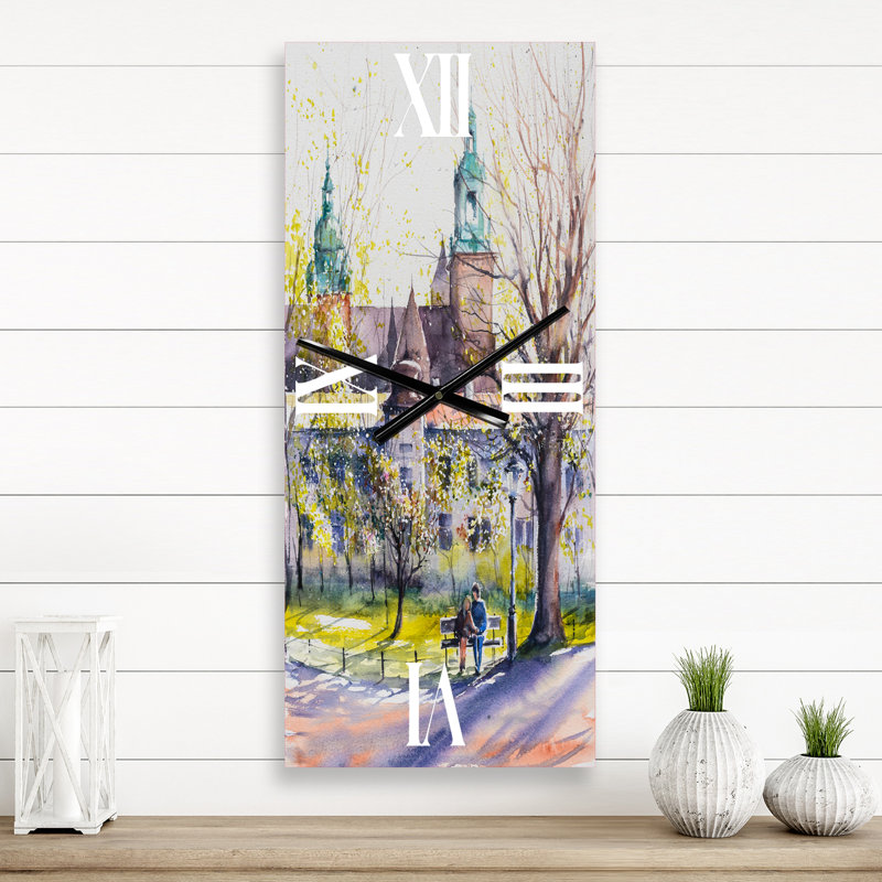 Château à travers les arbres du parc - horloge murale, Grand