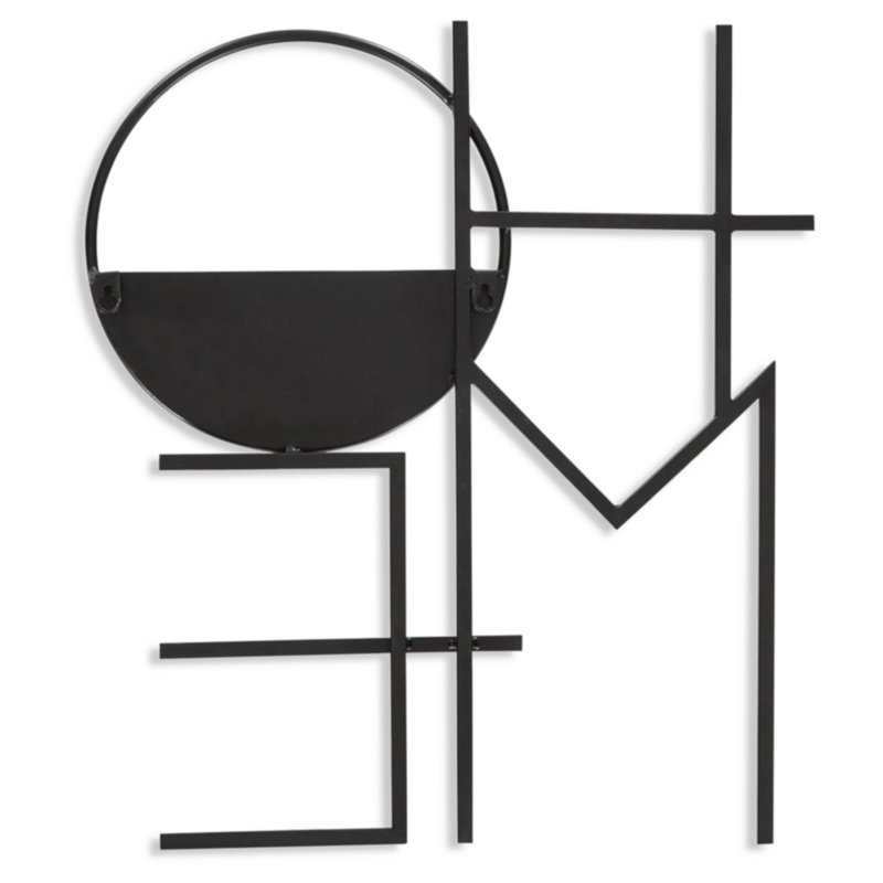Contemporary Black Metal 'Home' Wall Planter for Indoor/Outdoor