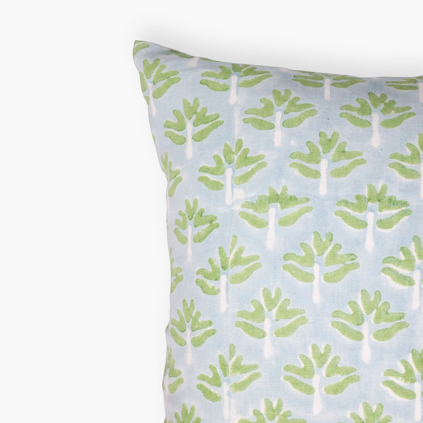 20" x 20" Linen Pillow Cover, Light Blue/White Floral, Square 20"