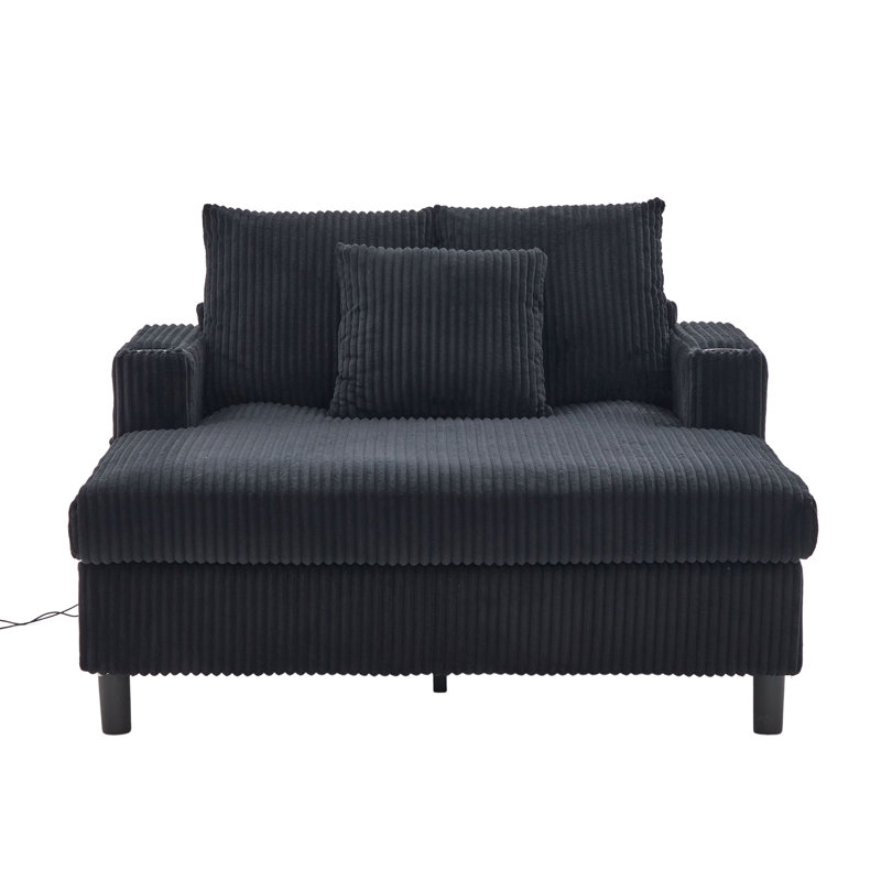 Chaise longue multifonctionnelle rembourrée, Noir