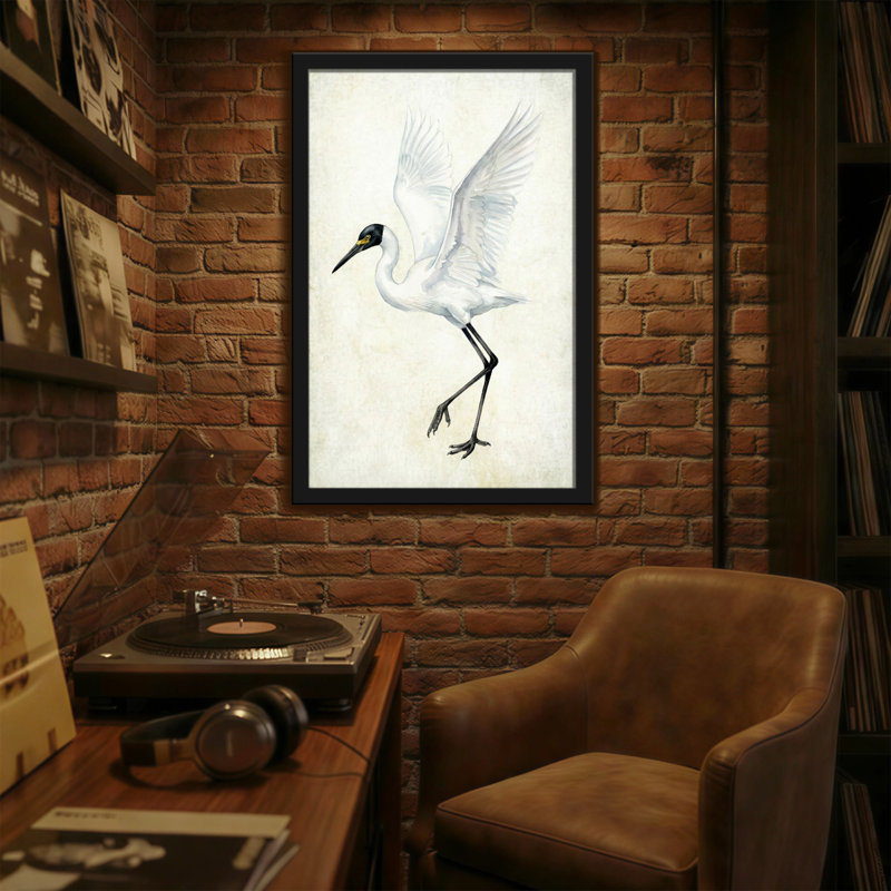 Animaux, oiseau blanc élégant en vol, reproduction d'art, H 24 po x l 16 po