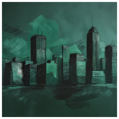 Green City Skyline Canvas Gallery Wrap in Many Sizes