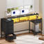 Bureau d'ordinateur avec support pour moniteur et station de charge, bureau de jeu avec lumières DEL et tiroirs-542815311-543857539