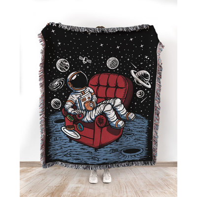Astronaut Enjoying Donuts and Coffee Throw