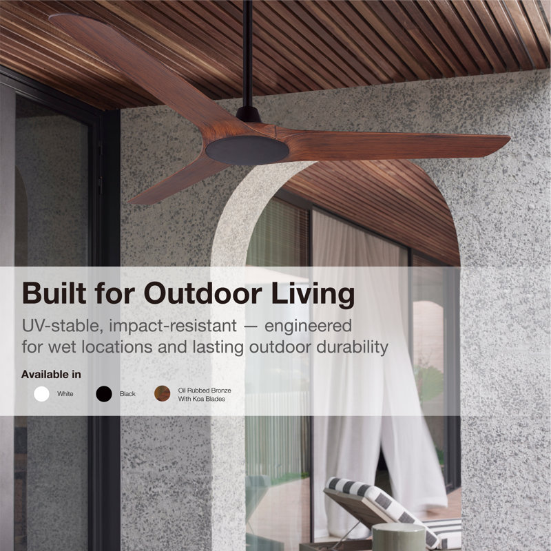 Abyss 56in 3-Blades Indoor/Outdoor Ceiling Fan with Remote Control, Black, Oil Rubbed Bronze