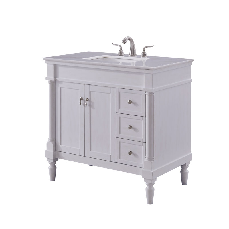 Ensemble de meuble-lavabo simple 36 po Lexington, Blanc antique, Blanc Ivoire