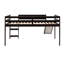 Lit mezzanine simple en bois massif avec glissade, cadre de lit superposé espresso pour enfants avec garde-corps et lattes