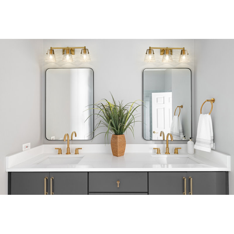 Éclairage pour meuble-lavabo 3 lumières Basiliso, Or moderne