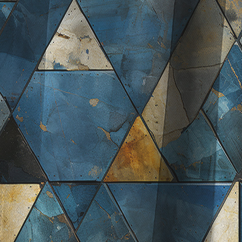 Rustic Cobalt Triangle Symphony II - Rideau abstrait - Rideau géométrique occultant - 1 panneaux, L 52 po x L 84 po