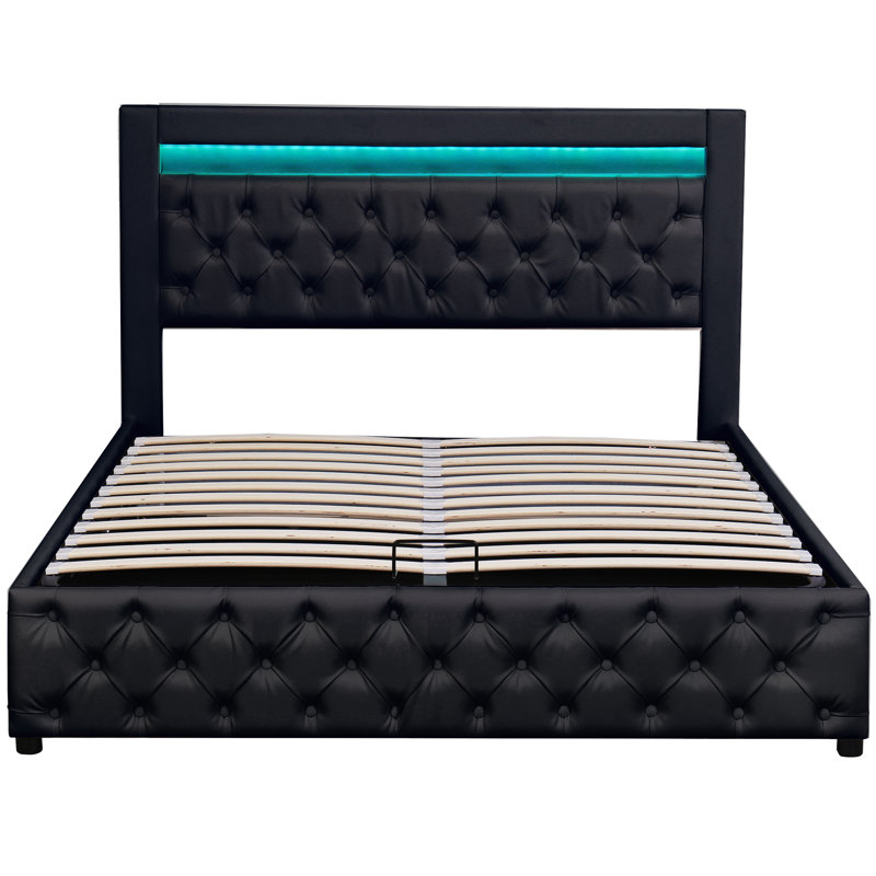 Boyertown Upholstered Ottoman Storage Bed, Double (4'6), Black