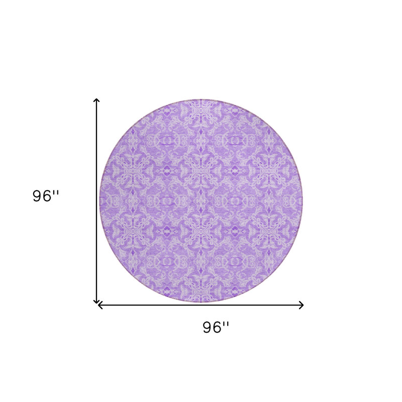 Tapis rond lavable et mauve 8 po