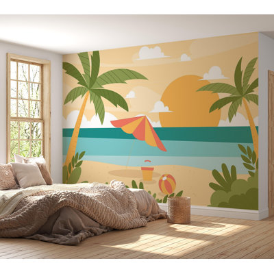 Papier peint de qualité supérieure - scène de coucher de soleil sur la plage