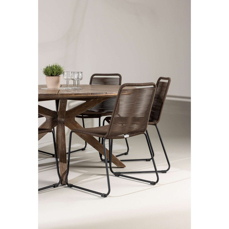 Ashtyn 6 - Person Patio Dining Set with Round Table, Brown