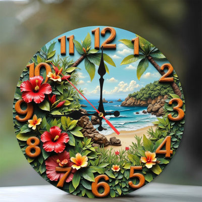 Horloge murale hibiscus tropical