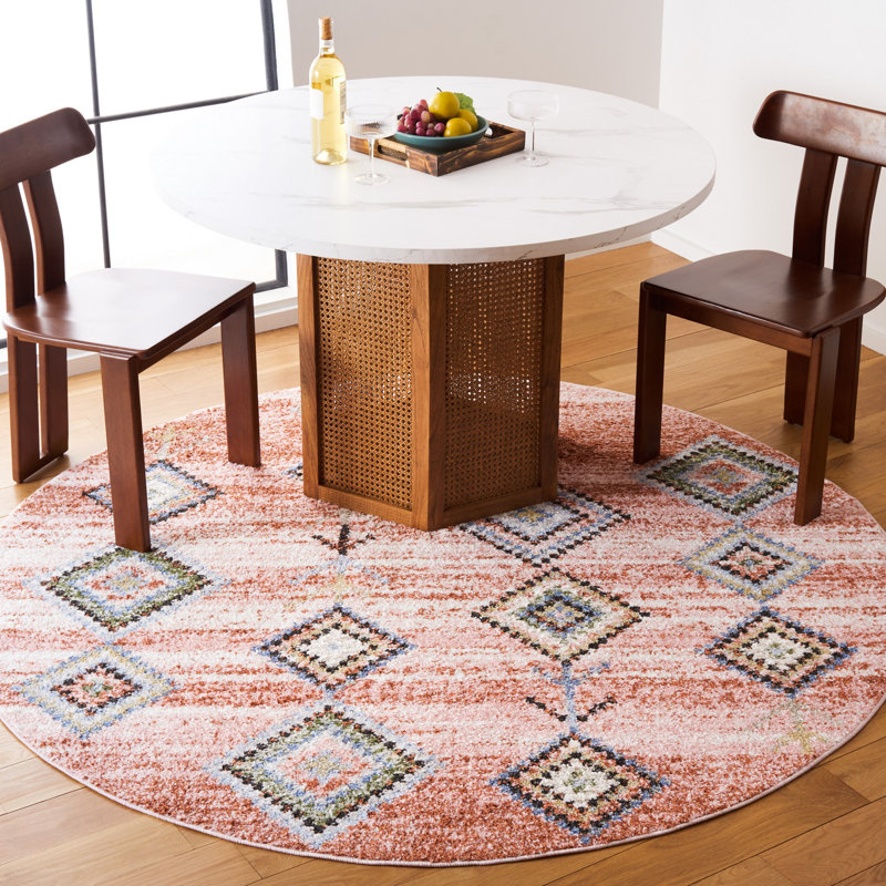 Tapis rose / turquoise Chapel 402, Rond 6 pi 7 po