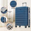 Ensemble de 6 valises rigides avec serrure TSA, comprenant 14/20/24/28 pouces, un sac de voyage extensible, une trousse de toilette étanche et une poignée ajustable (bleu).-131672412-131672410
