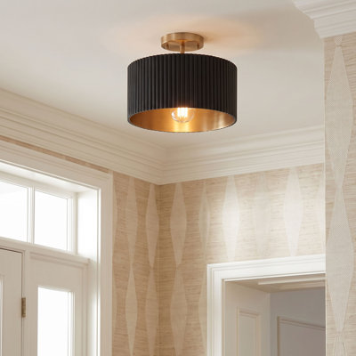 Luminaire suspendu tambour noir à 1 lumière Donovan