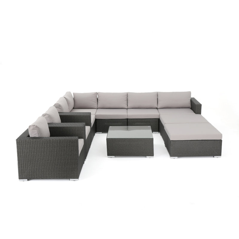 Jossif 7 - Person Patio Conversation Set with Cushions, Gray