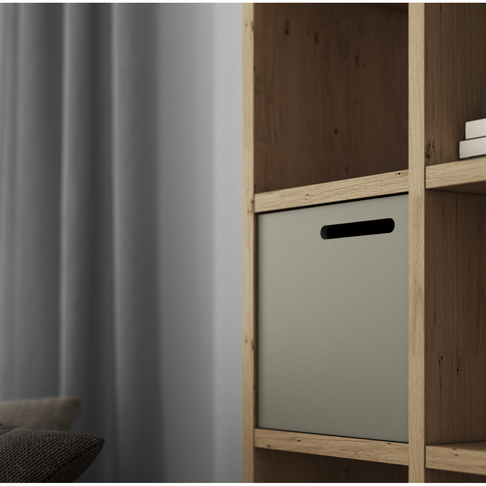 Araeya Wide Geometric Bookcase, Oak