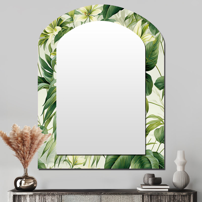 Vintage Jungle - miroir mural asymétrique unique de plantes, miroir de forme unique Boho, impression d'art en métal